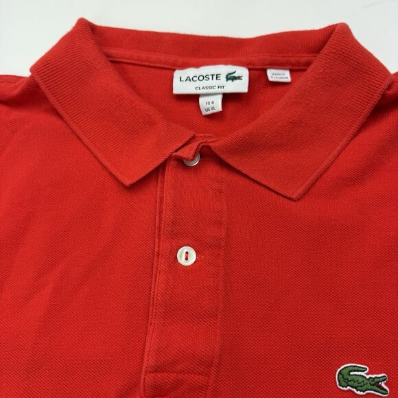 Lacoste Mens 6 / XL Red Short Sleeve Collared Golf Polo Shirt - Picture 3 of 7